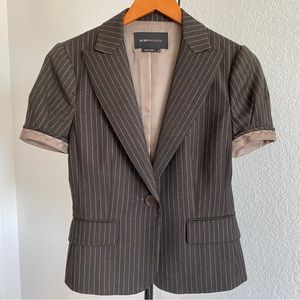 Bcbg maxazria brown pinstripe short sleeve jacket, wide leg pants set